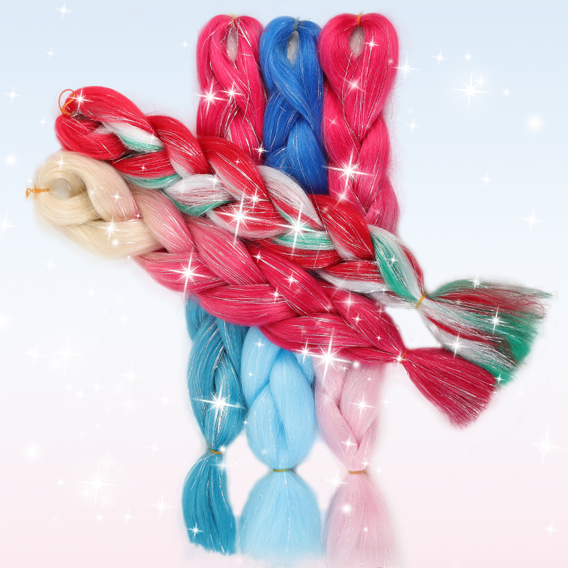 Tinsel Garland Decoration - Shiny Tinsel Rainbow Jumbo Braids Synthetic