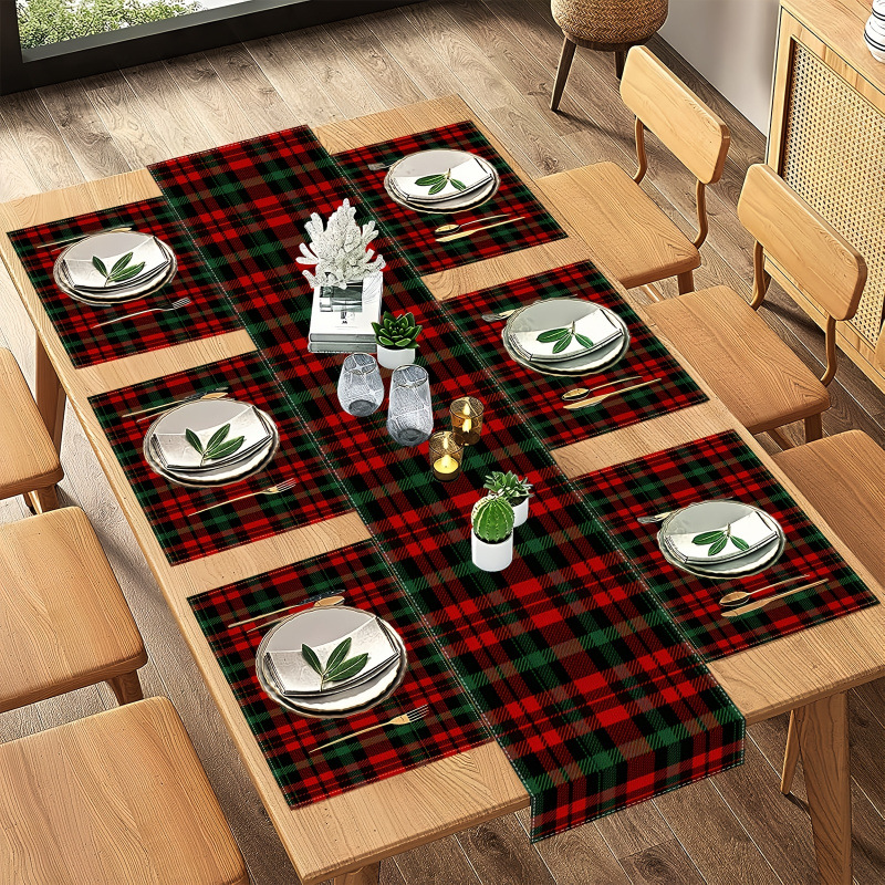 7-Piece Christmas Placemat and - Christmas Table Runner บทวิจารณ์และราคา