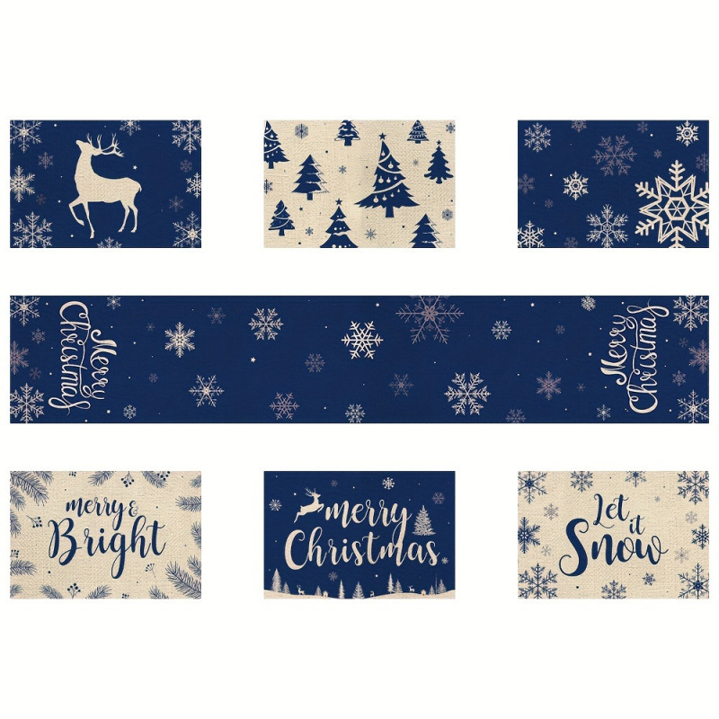 7-Piece Christmas Placemat and - Christmas Table Runner บทวิจารณ์และราคา