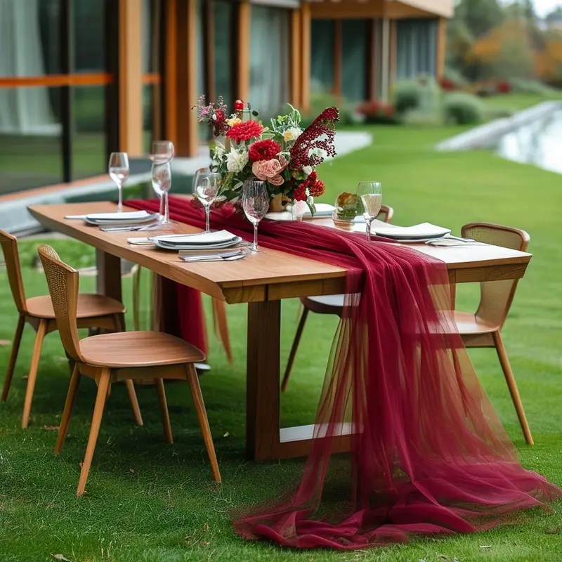 Gauze Table Runner Sheer Arch  - Christmas Table Runner บทวิจารณ์และราคา