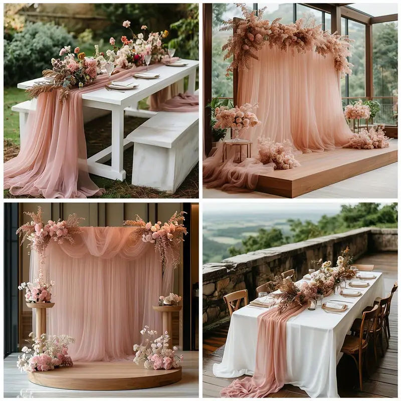 Gauze Table Runner Sheer Arch  - Christmas Table Runner บทวิจารณ์และราคา