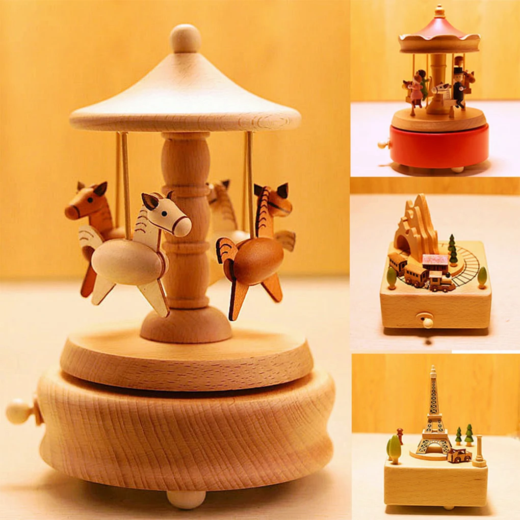 Wooden Carousel Music Box Orna - Snow Globe Musical บทวิจารณ์และราคา