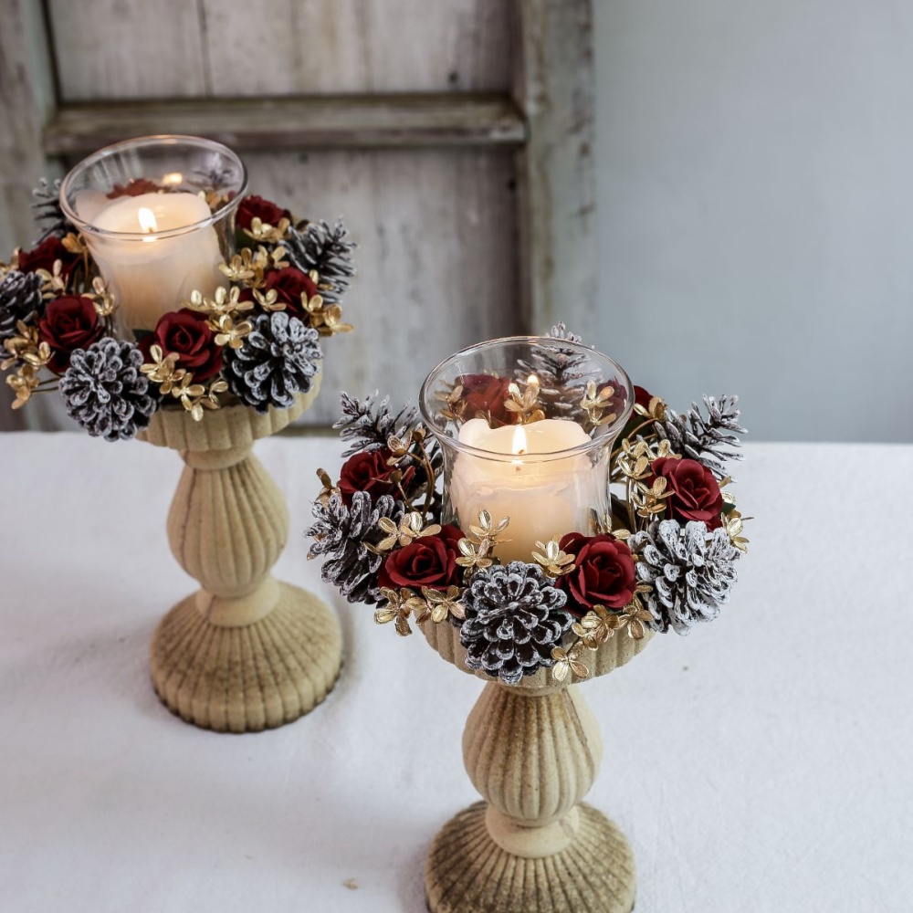 Christmas Candlestick Wreath R - Christmas Wreath Fake บทวิจารณ์และราคา