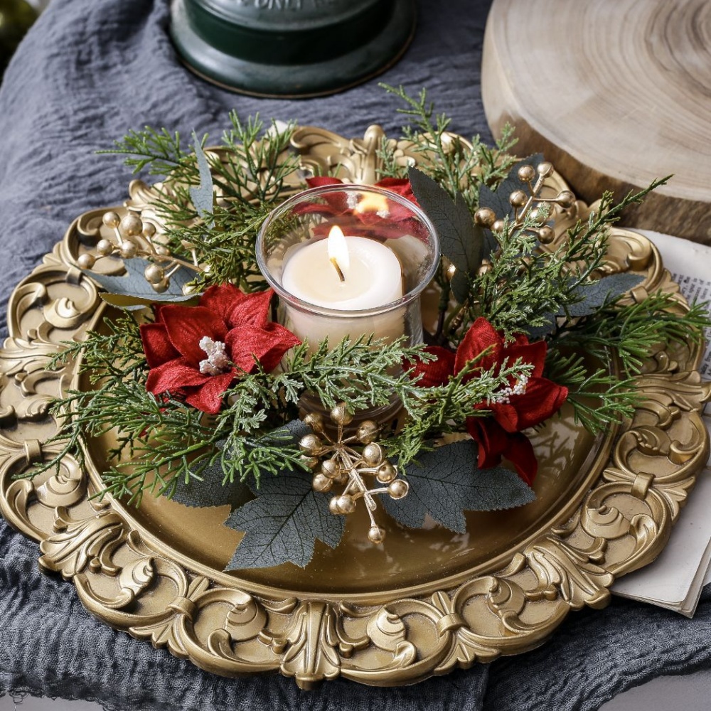 Christmas Candlestick Wreath R - Christmas Wreath Fake บทวิจารณ์และราคา