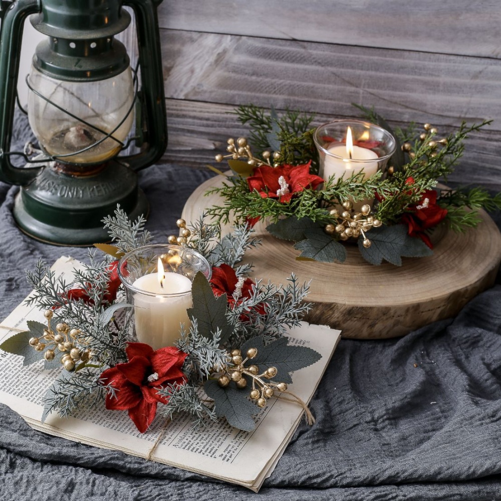 Christmas Candlestick Wreath R - Christmas Wreath Fake บทวิจารณ์และราคา