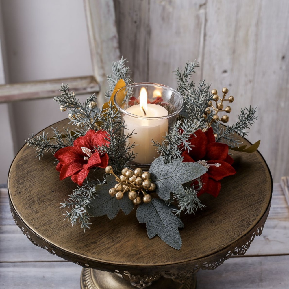 Christmas Candlestick Wreath R - Christmas Wreath Fake บทวิจารณ์และราคา