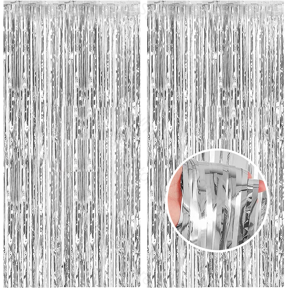 2Pack Silver Foil Curtain Back - Tinsel Garland Decoration บทวิจารณ์และราคา