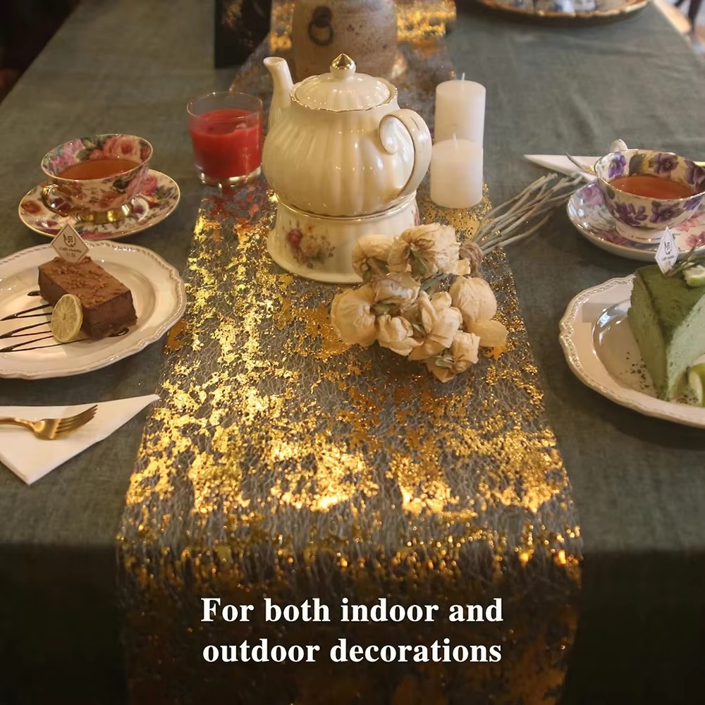 Sparkle Metallic Gold Table Ru - Christmas Table Runner บทวิจารณ์และราคา