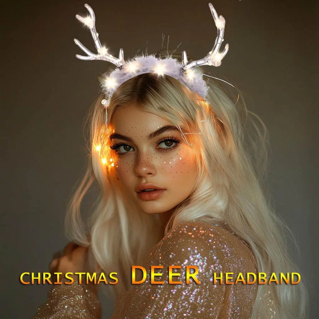 Glowing Clear Christmas Deer F - Reindeer Antlers Headband บทวิจารณ์และราคา