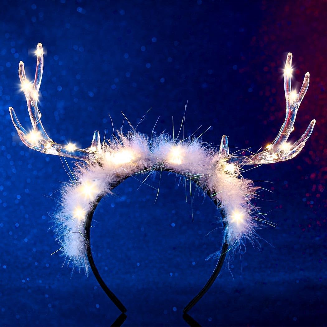 Glowing Clear Christmas Deer F - Reindeer Antlers Headband บทวิจารณ์และราคา