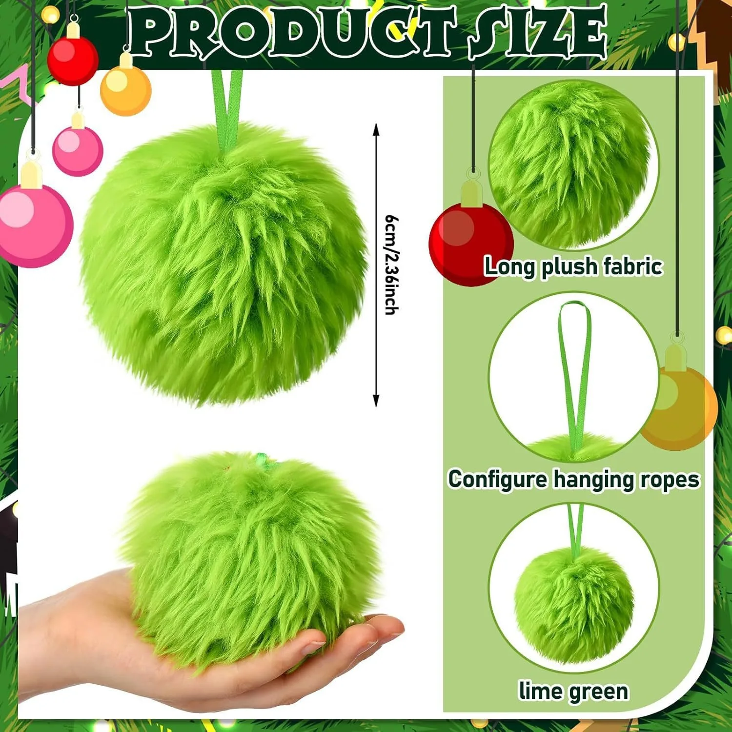 Christmas Green Long Plush Bal - Santa Hat Plush บทวิจารณ์และราคา