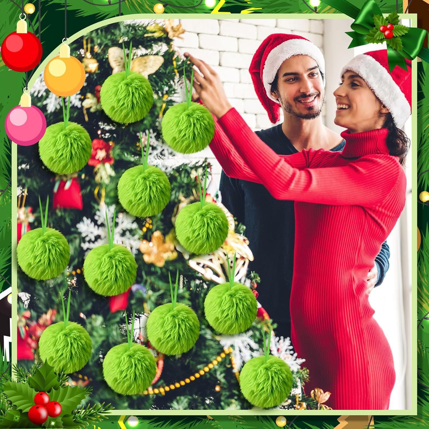 Christmas Green Long Plush Bal - Santa Hat Plush บทวิจารณ์และราคา