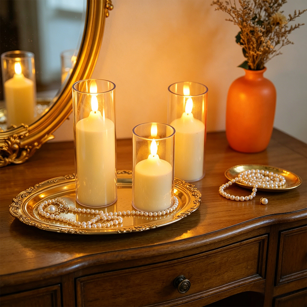 3pcs/ set LED Flameless Flicke - Holiday Candle Set บทวิจารณ์และราคา