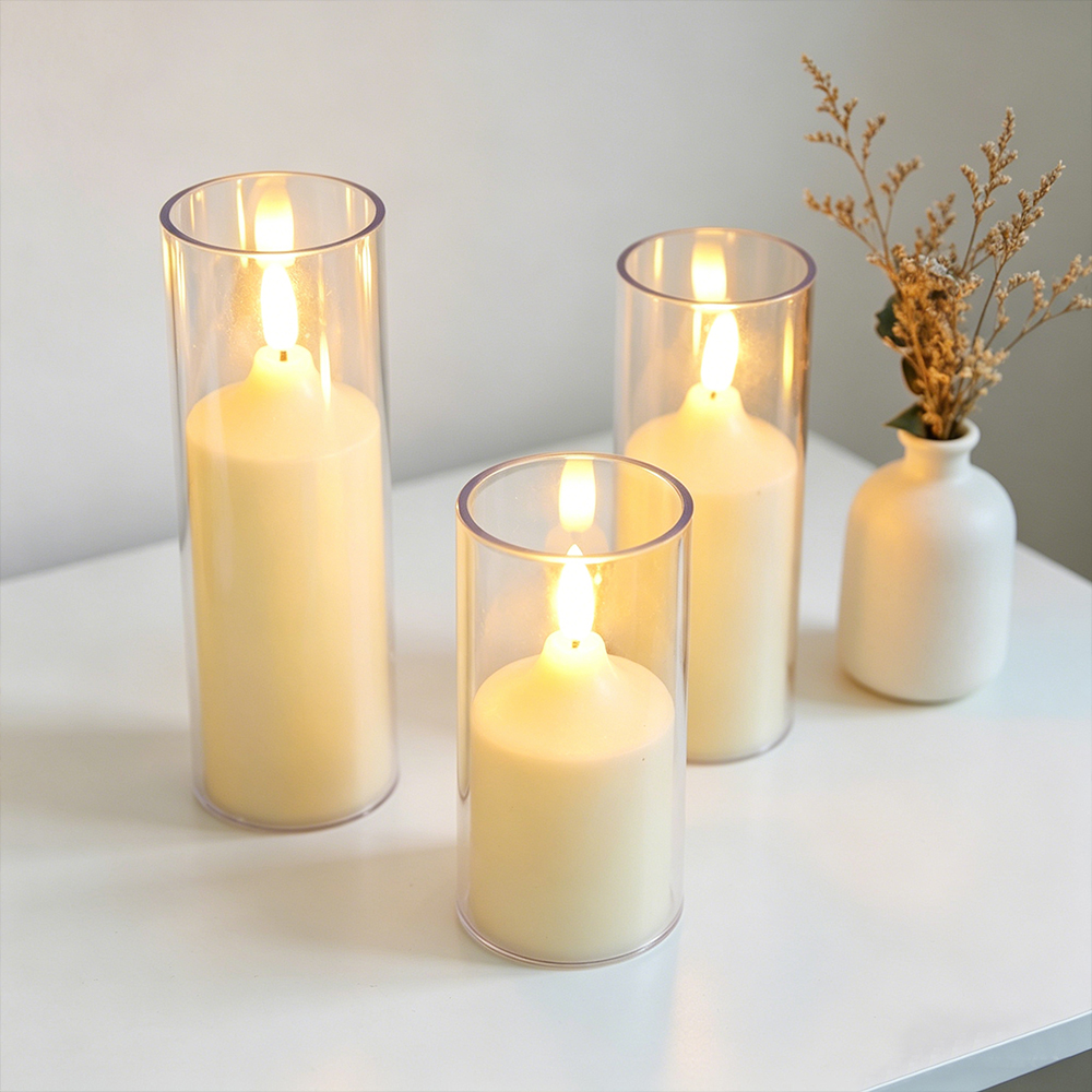 3pcs/ set LED Flameless Flicke - Holiday Candle Set บทวิจารณ์และราคา