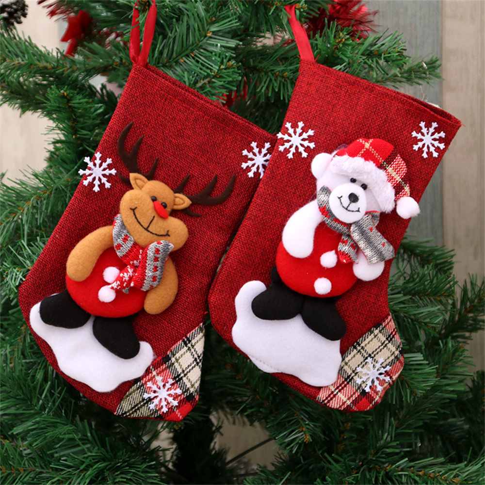 Linen Christmas Stockings Gift - Christmas Stocking Hanging บทวิจารณ์และราคา