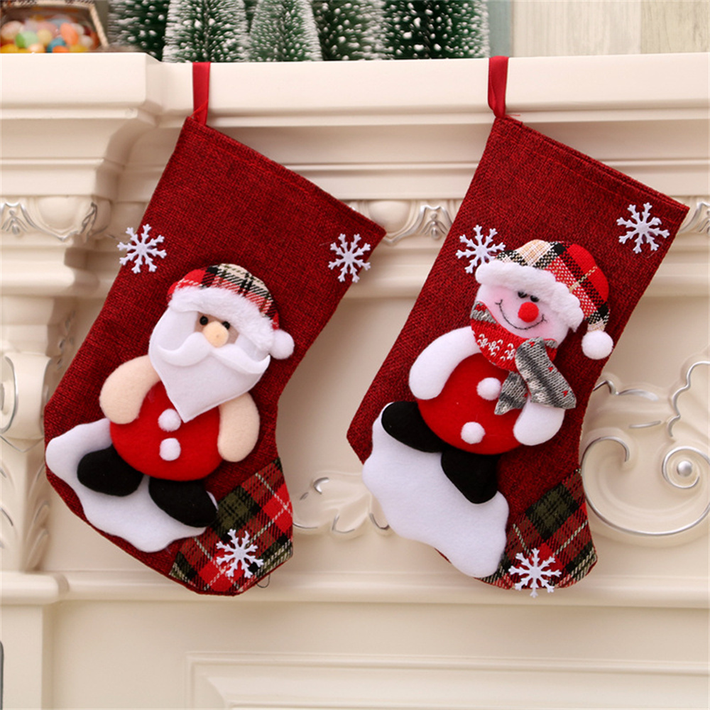 Linen Christmas Stockings Gift - Christmas Stocking Hanging บทวิจารณ์และราคา
