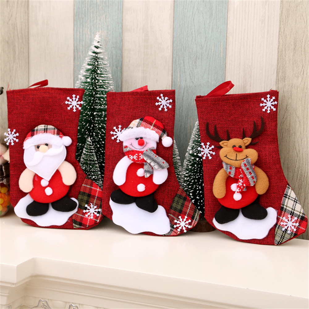 Linen Christmas Stockings Gift - Christmas Stocking Hanging บทวิจารณ์และราคา