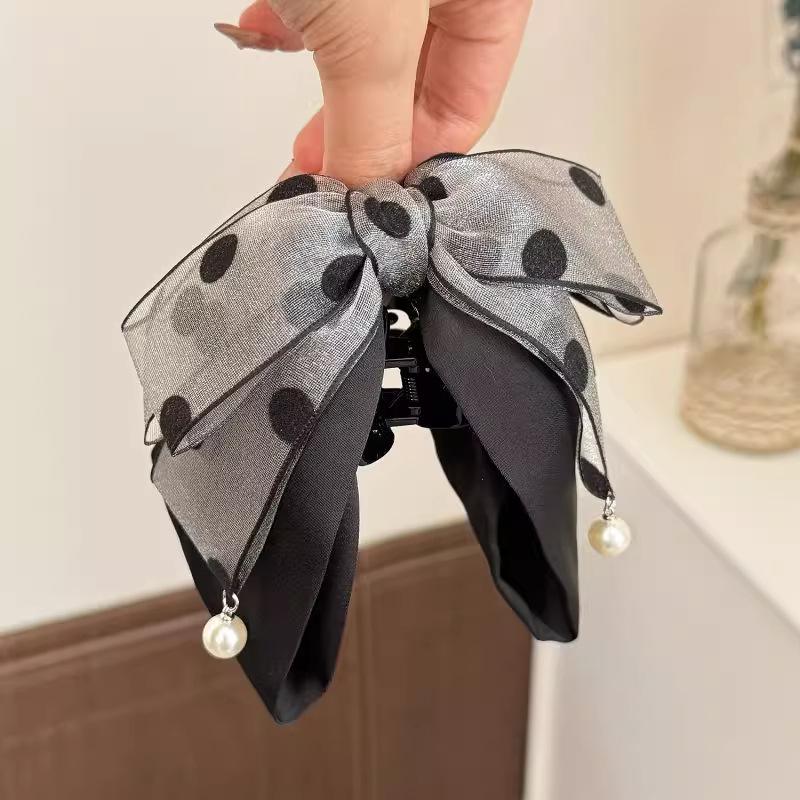 Elegant Gray Polka Dot Bow Hai - Ribbon Bow Gift บทวิจารณ์และราคา