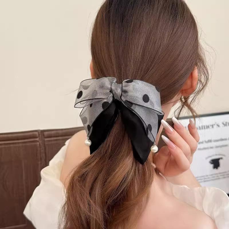Elegant Gray Polka Dot Bow Hai - Ribbon Bow Gift บทวิจารณ์และราคา
