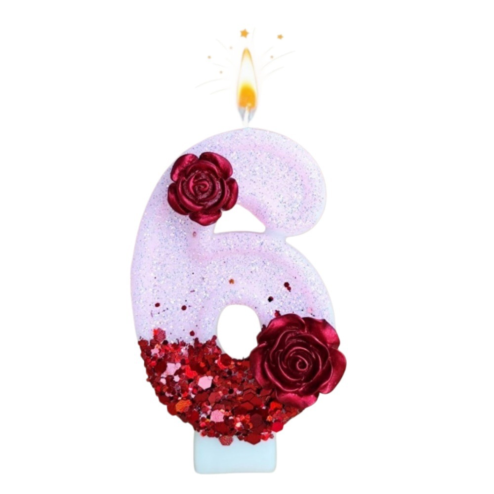 Number Pink Glitter Red Rose F - Holiday Candle Set บทวิจารณ์และราคา