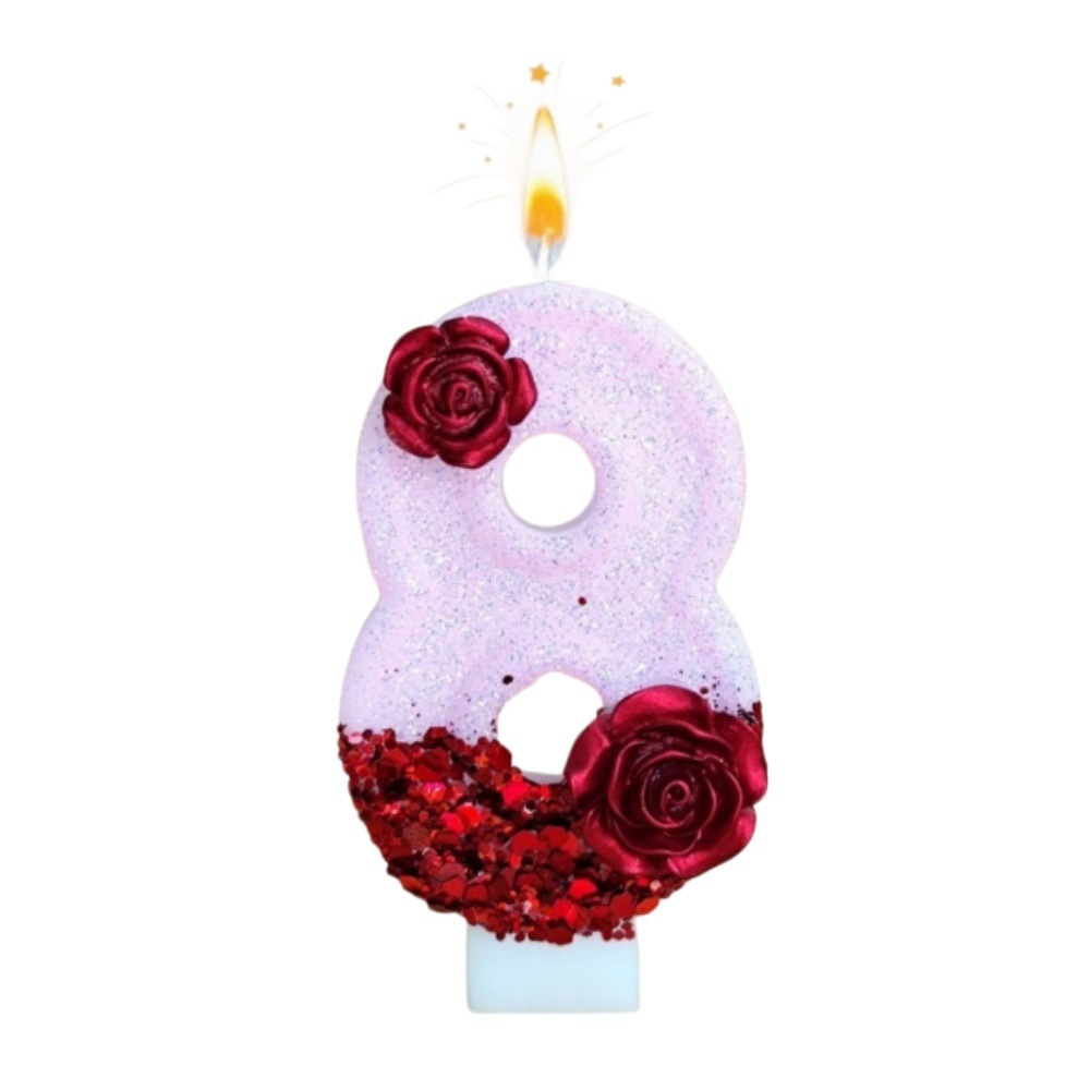 Number Pink Glitter Red Rose F - Holiday Candle Set บทวิจารณ์และราคา