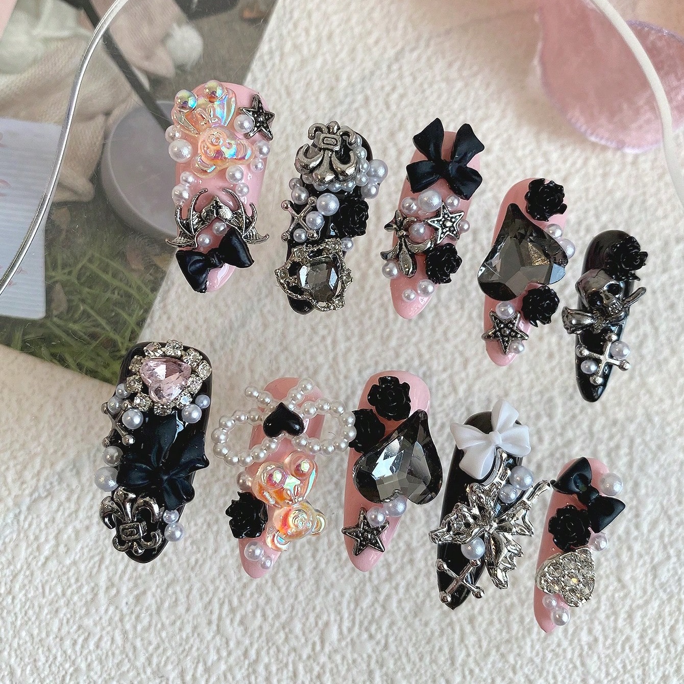 10pcs Long Coffin Pink Black G - Ribbon Bow Gift บทวิจารณ์และราคา