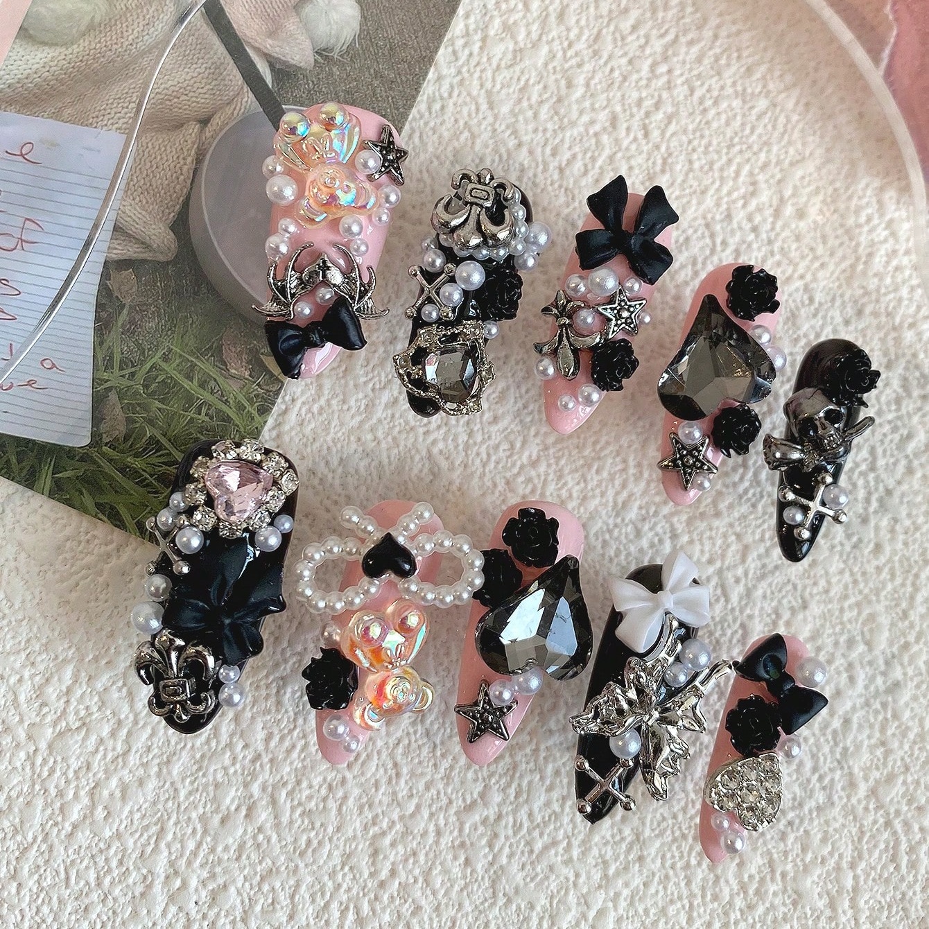 10pcs Long Coffin Pink Black G - Ribbon Bow Gift บทวิจารณ์และราคา