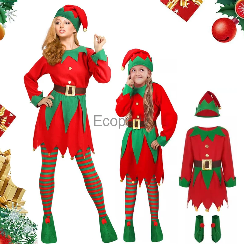2025 Adult Kids Christmas Sant - Elf Costume Christmas บทวิจารณ์และราคา