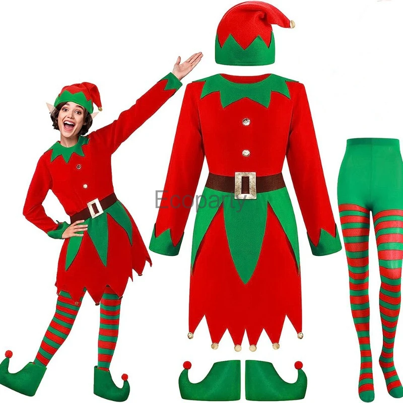 2025 Adult Kids Christmas Sant - Elf Costume Christmas บทวิจารณ์และราคา