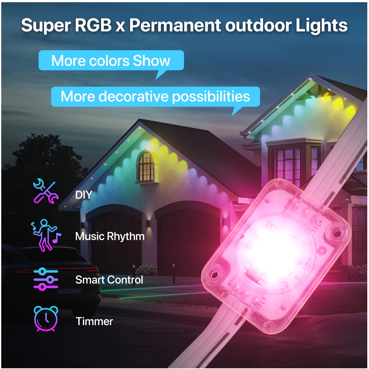 RGB+IC Smart Outdoor Eaves Lig - Christmas Lights Outdoor บทวิจารณ์และราคา