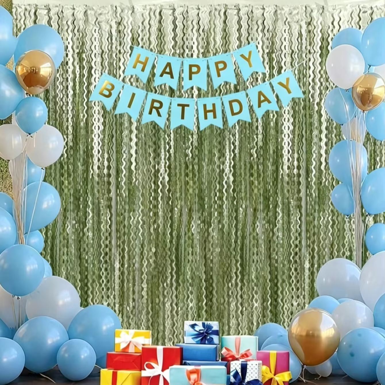 2PCS Sage Green Wavy Foil Frin - Tinsel Garland Decoration บทวิจารณ์และราคา