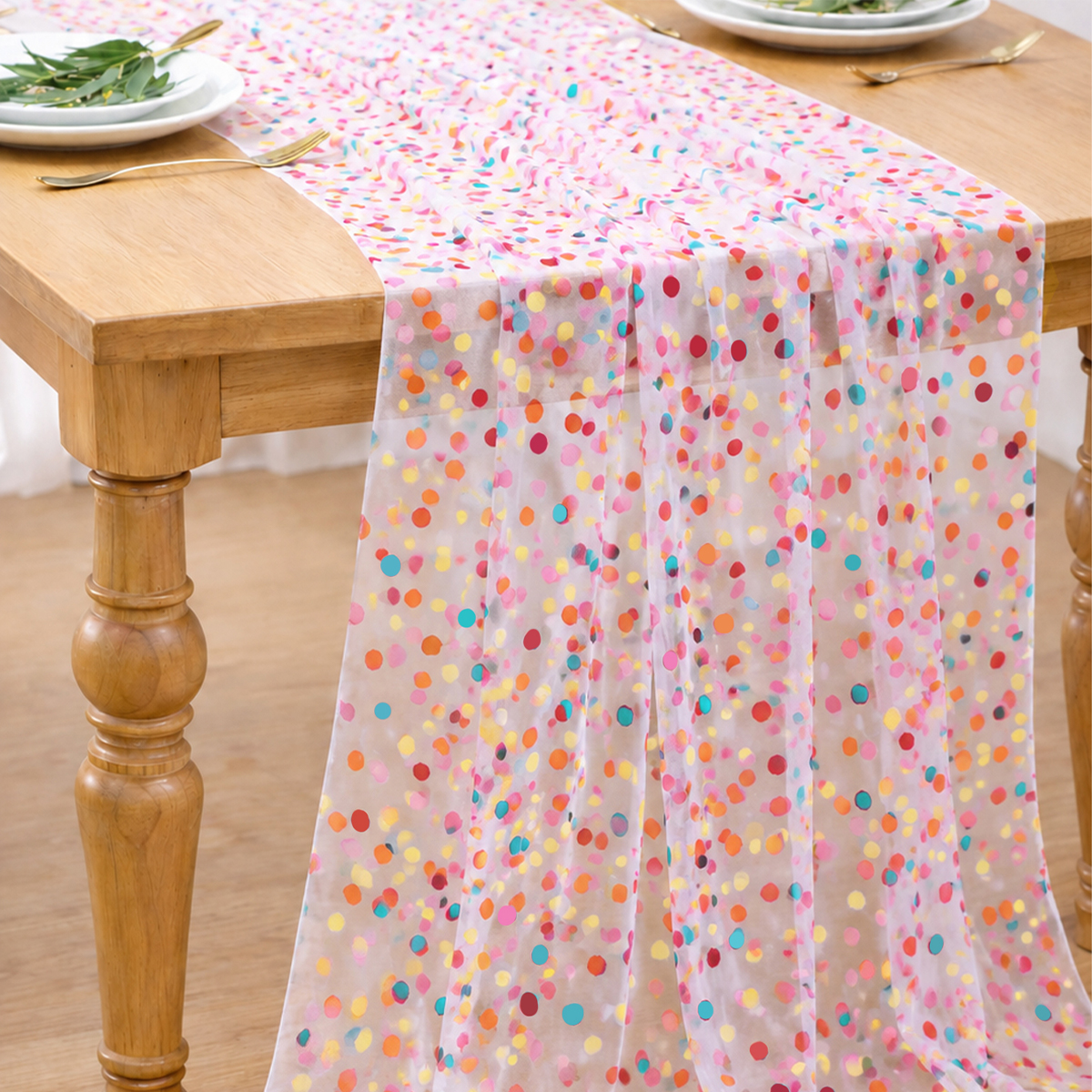 Colorful Dot Gauze Table Runne - Christmas Table Runner บทวิจารณ์และราคา
