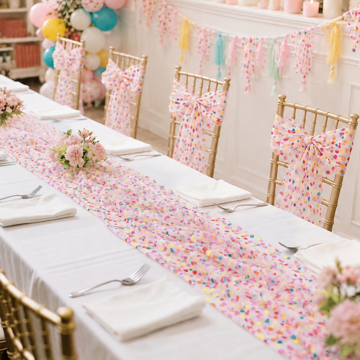 Colorful Dot Gauze Table Runne - Christmas Table Runner บทวิจารณ์และราคา
