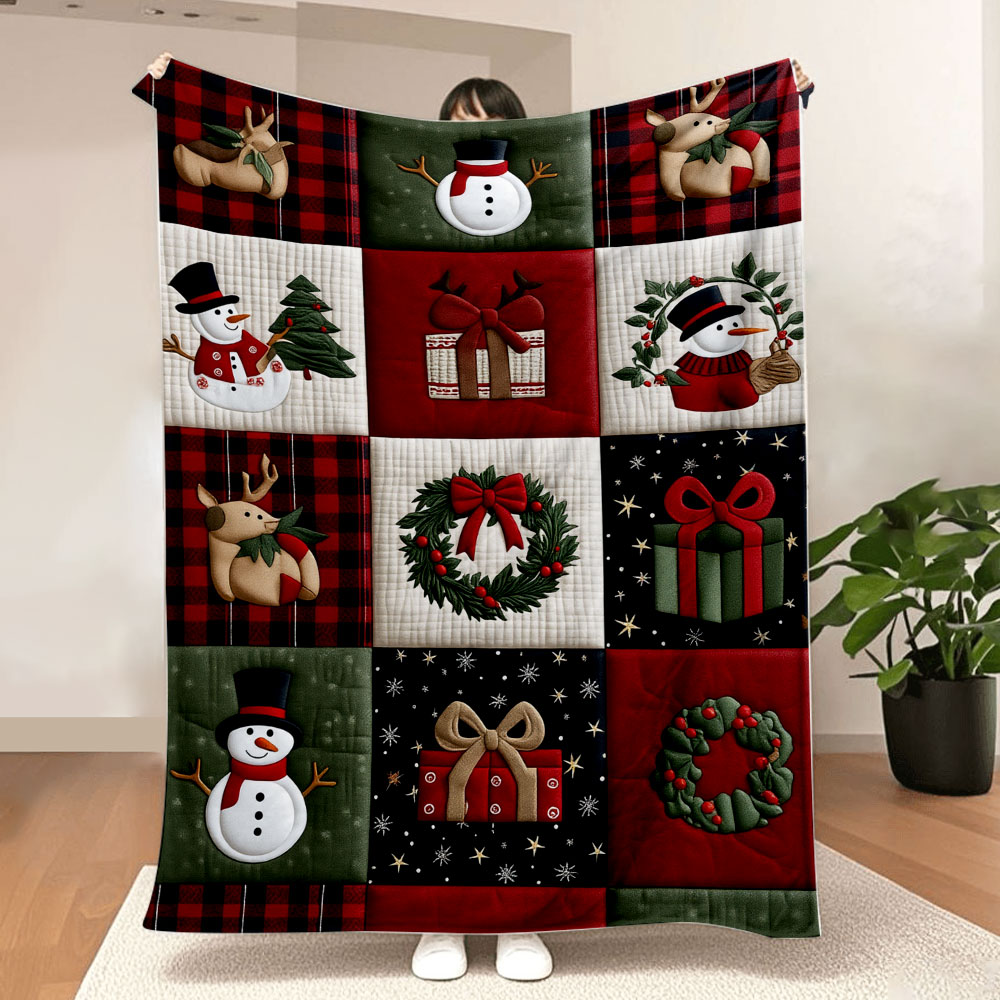 Christmas Quilt Patchwork Blan - Christmas Throw Blanket บทวิจารณ์และราคา