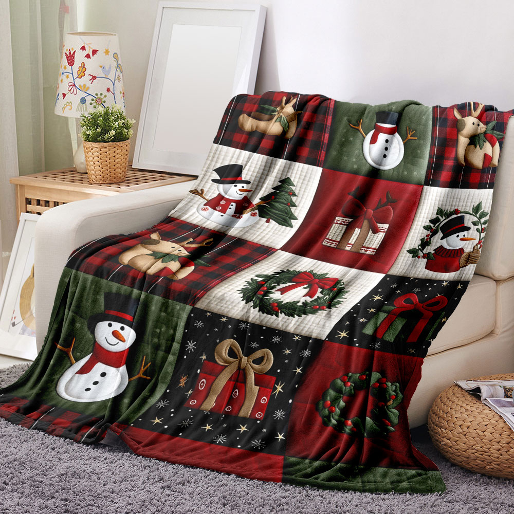 Christmas Quilt Patchwork Blan - Christmas Throw Blanket บทวิจารณ์และราคา