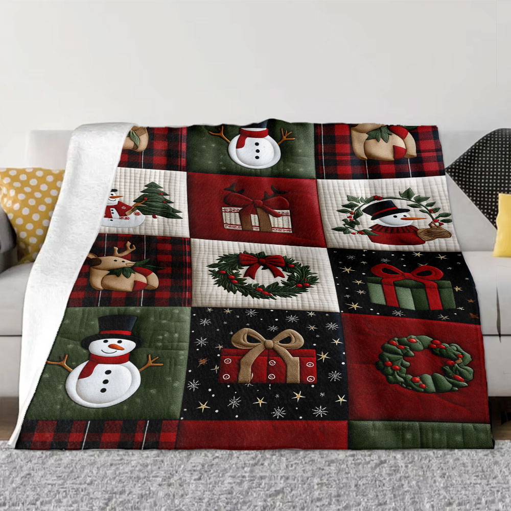 Christmas Quilt Patchwork Blan - Christmas Throw Blanket บทวิจารณ์และราคา