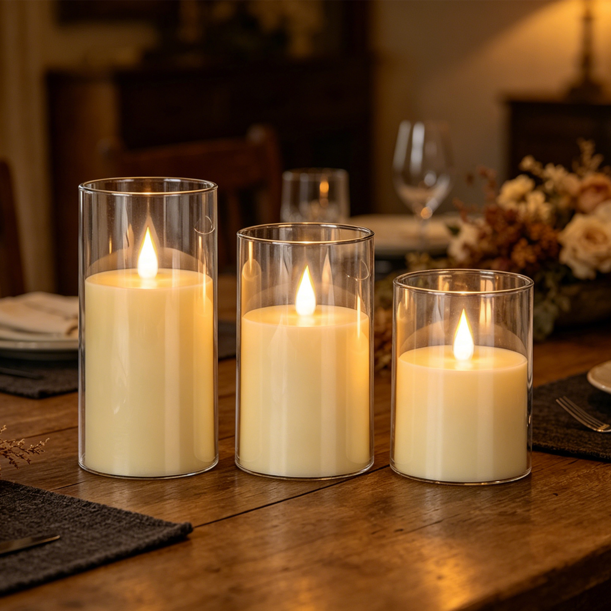 3-Piece LED Flame-Free Candle  - Holiday Candle Set บทวิจารณ์และราคา